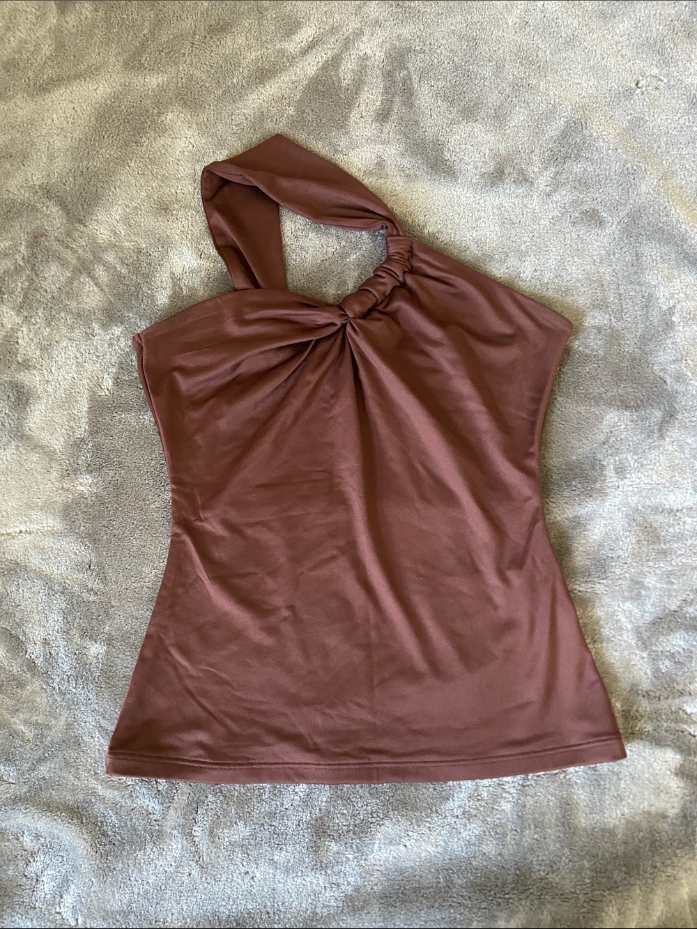 Abercrombie & Fitch Brown One-Shoulder Twist Halter Top
